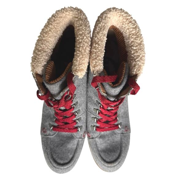 Kork Ease Evie Womens Size 10M Ankle Boots Gray Felted Wool Lace Up Bootie Heel - Picture 6 of 11